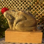 ‘crouching woman’ sculpture carved in opal stone